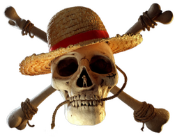 Banner presenting the One Piece logo created for the live action. Underneath it reads "Fanwork Exchange 2024"